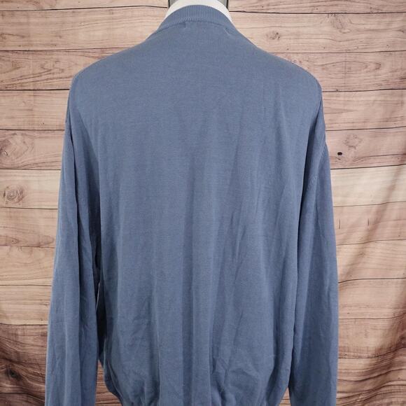 Pronto-Uomo Sweater Mens 2XLT Blue Silk Cotton Mock Neck Pullover Long Sleeve - Picture 4 of 7